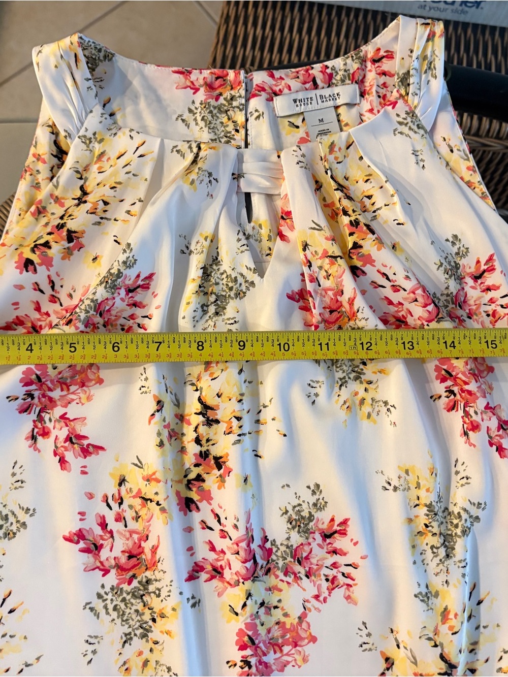 White Floral Sleeveless Halter Top - Pink & Yellow Bouquet - Picture 4 of 5